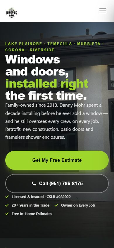 The same website on a phone